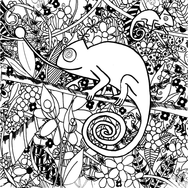 Раскраска: Хамелеон (Животные) #1406 - Бесплатные раскраски для печати