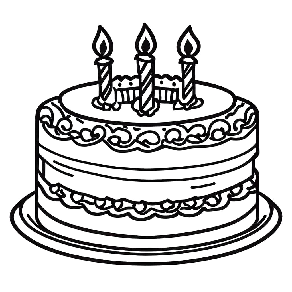 Раскраска: Торт на день рождения (Еда и Питание) #201105 - Бесплатные раскраски для печати