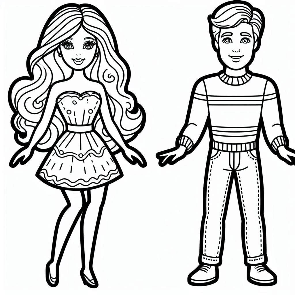 Раскраска: Barbie и Ken (Игрушки и Игры) #219776 - Бесплатные раскраски для печати