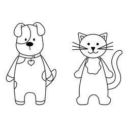 Раскраска: Собака и кошка (Животные) #211044 - Бесплатные раскраски для печати
