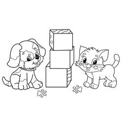 Раскраска: Собака и кошка (Животные) #211063 - Бесплатные раскраски для печати