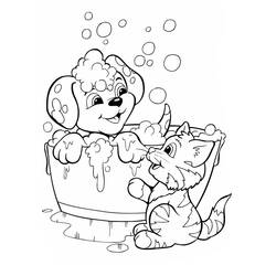 Раскраска: Собака и кошка (Животные) #211064 - Бесплатные раскраски для печати