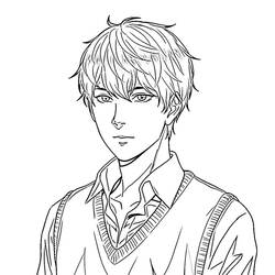Раскраски: Мальчик манга - Бесплатные раскраски для печати