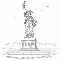 Раскраска: Статуя Свободы (Здания и Архитектура) #218910 - Бесплатные раскраски для печати