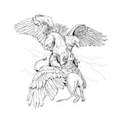 Раскраска: Грифон (Персонажи) #197322 - Бесплатные раскраски для печати