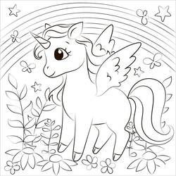 Раскраска: Кавайный единорог (Персонажи) #209317 - Бесплатные раскраски для печати