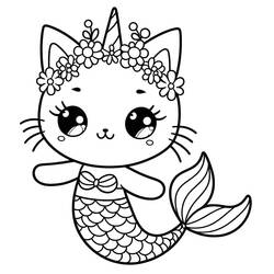 Раскраска: Кот-русалка (Персонажи) #212808 - Бесплатные раскраски для печати