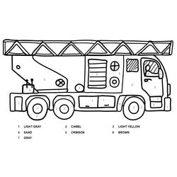 Раскраски: Грузовик раскраска по номерам - Бесплатные раскраски для печати