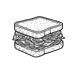 Раскраска: Сэндвич (Еда и Питание) #211346 - Бесплатные раскраски для печати