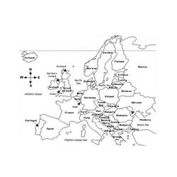 Раскраски: Карта Европы - Бесплатные раскраски для печати