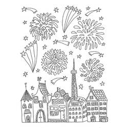 Раскраски: Фейерверк - Бесплатные раскраски для печати