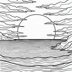 Раскраска: Закат (Природа и Времена года) #216022 - Бесплатные раскраски для печати