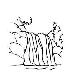 Раскраски: Водопад - Бесплатные раскраски для печати