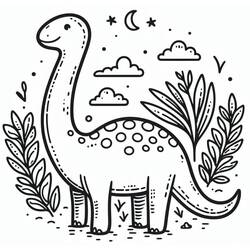 Раскраски: Диплодок - Бесплатные раскраски для печати